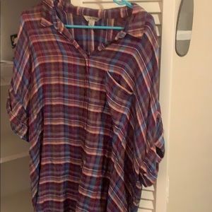 Great button down Purple Plaid Shirt